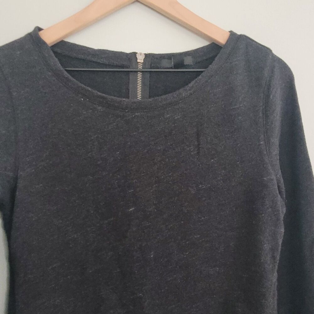 J. Crew Top Gray Long Sleeve Cotton Womens Size Medium Zipper Back